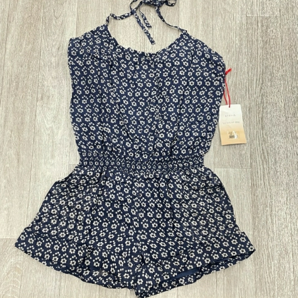 Da-Nang Women's Floral Print Silk Romper NWT